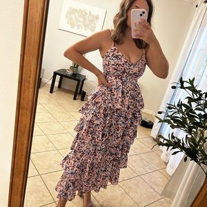 Floral Print maxi ruffle dress